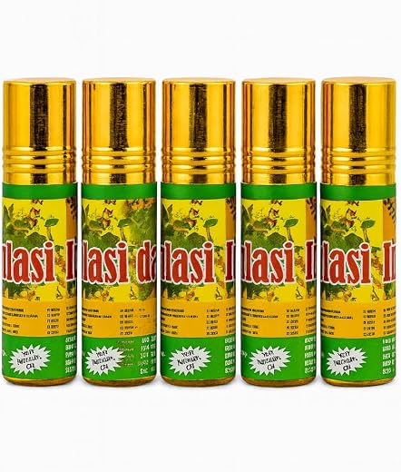 Kerala Spices online Holy Basil Essential Oil, Thulasi Oil 7Ml, Bashpika Thulasi, Pure And Natural Pack Of 2