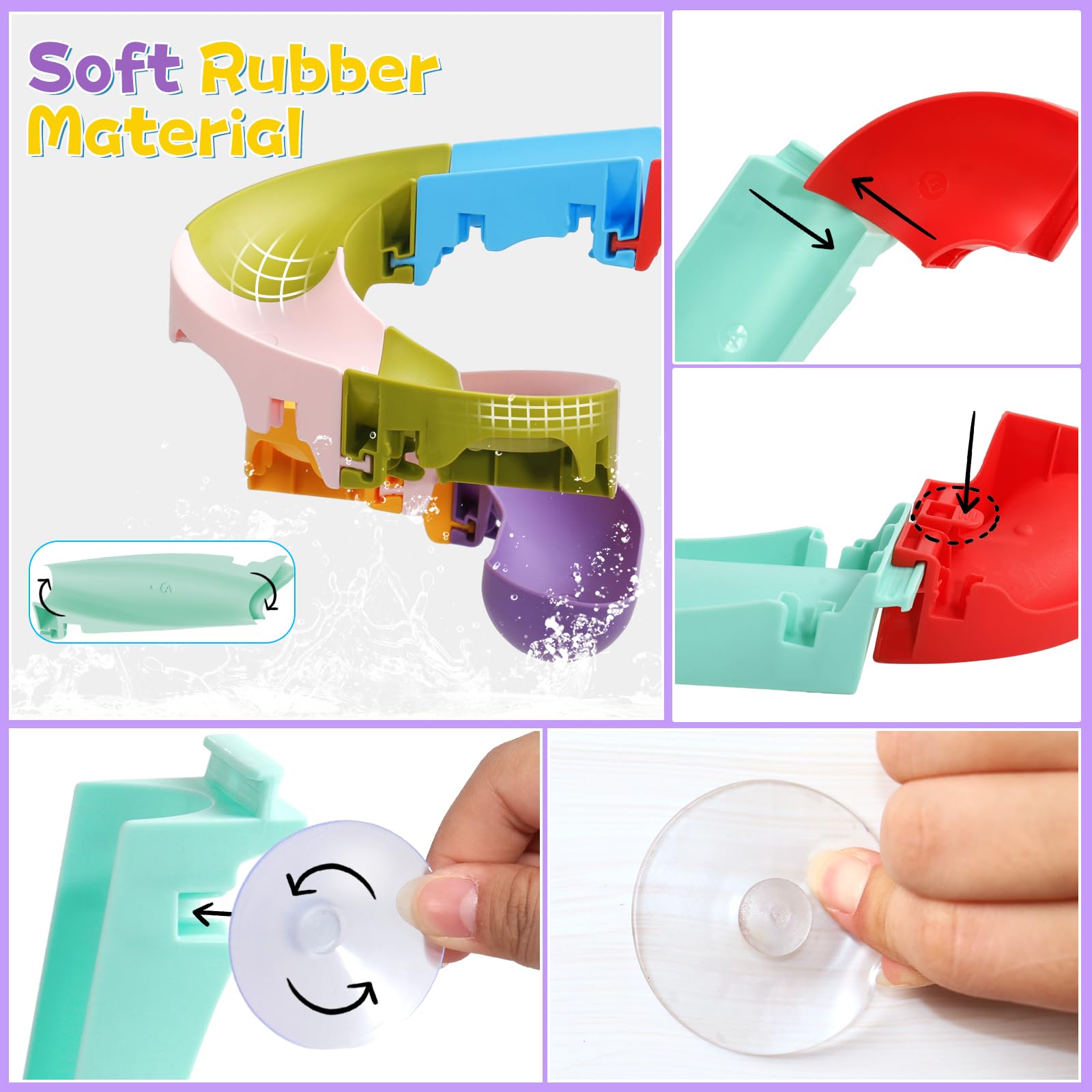 Juguetes de baño para niños de 1 a 3, 3 a 5 años, juguetes de baño para bricolaje resbaladizos, divertidos juguetes para baby shower, regalos de cumpleaños de Navidad para niños y niñas, hora 6
