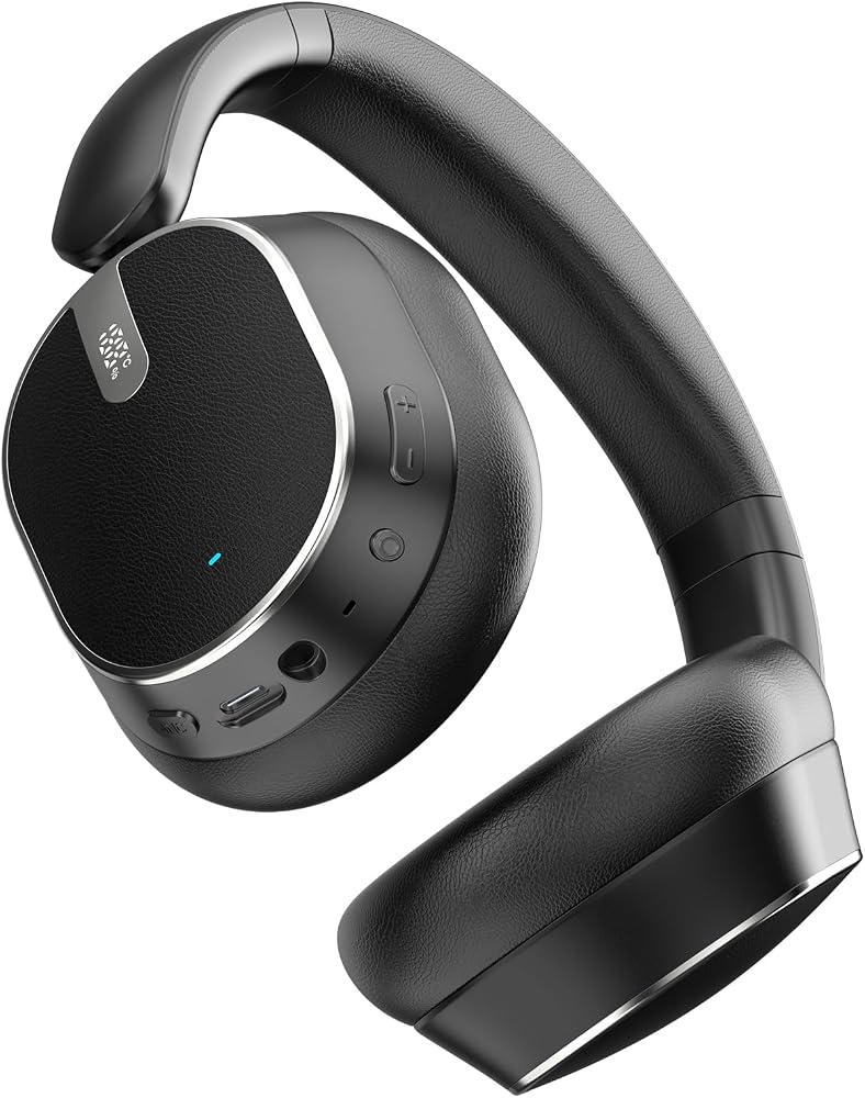 Hybrid Active Noise Cancelling Bluetooth Headphones Wireless Headphones | Over Ear, 120H Playtime, Hi-Res Audio, Deep Bass, Memory Foam Ear Cups for Home Office Travel Foggy Black