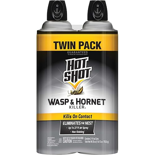 Hot Shot Wasp and Hornet Killer Aerosol, Up to 27-Foot Jet Spray, 14 Ounces, 2 Pack