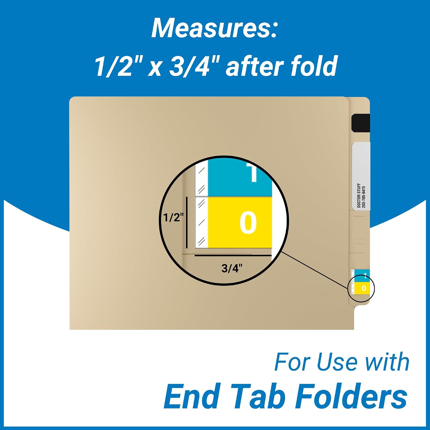 Doctor Stuff - File Folder Labels, Complete Set of Numbers 0-9, Tabbies 11850 Match - CBNM Series Chart Stickers, 1/2" x 1-1/2", 1 Each of 10 Rolls, 500/Roll