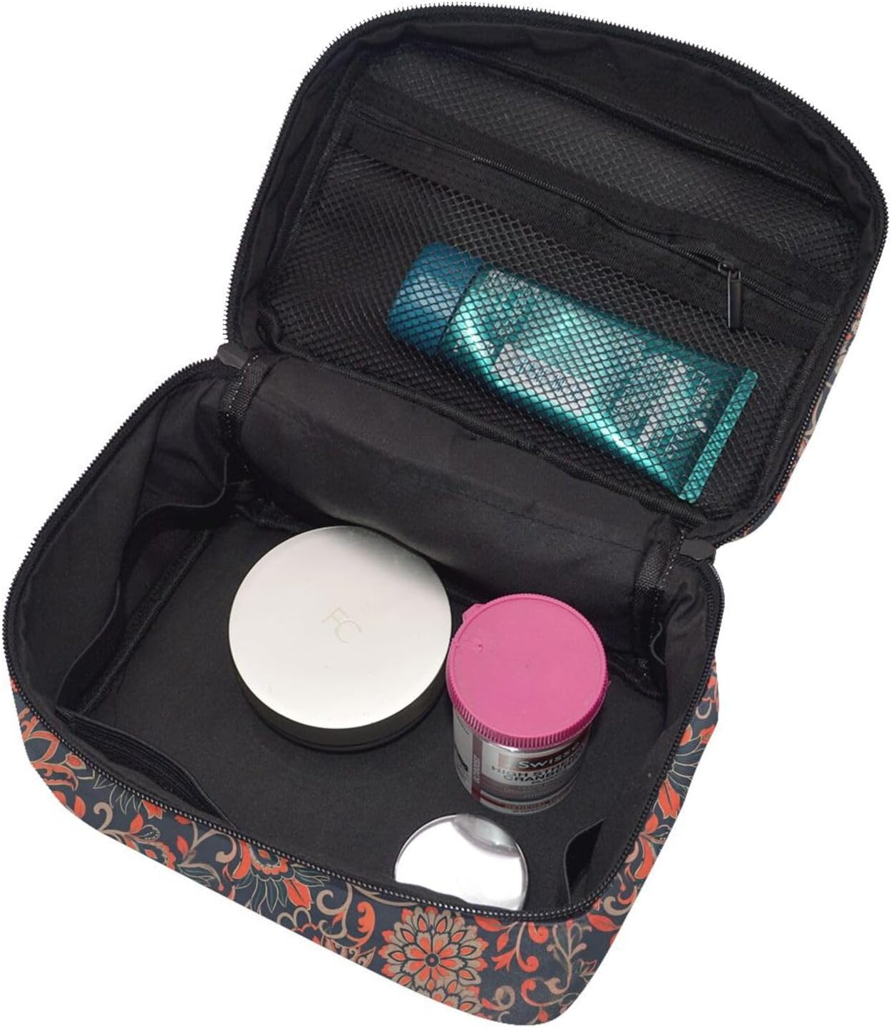Floral Travel Toiletry Bag 9x6.7x6.3 Inch,Makeup Bag Cosmetic Organizer With Compartments Elastic Holders Portable Travel Kit For Women Men image 4