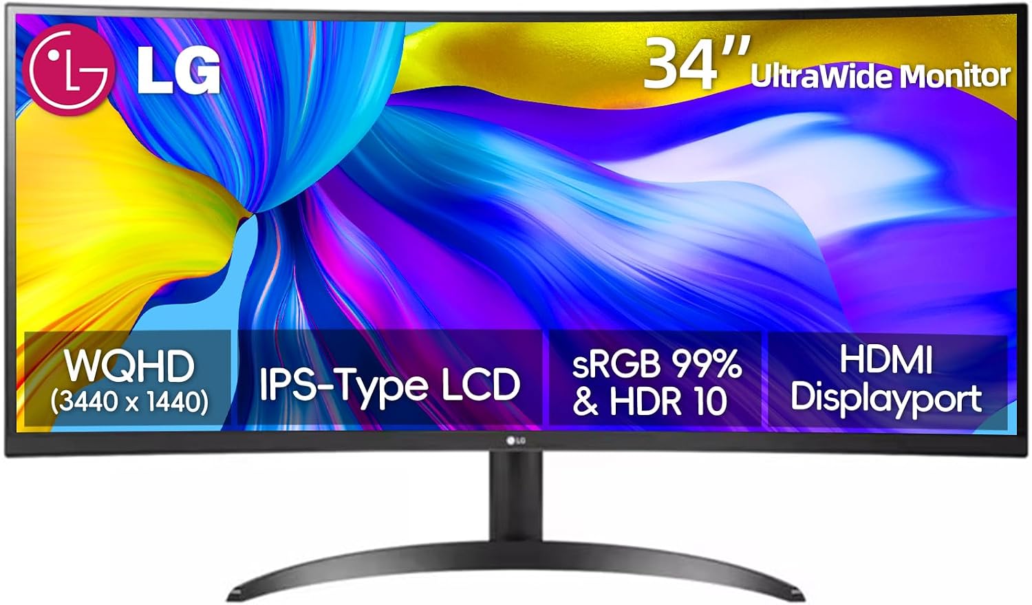LG 32 Inch Ultragear QHD 1440P Curved Gaming Monitor, 180Hz, 1ms, 1000R, Widescreen, AMD FreeSync, HDR10, Black Stabilizer, sRGB 99%, DisplayPort & HDMI, Borderless Design, Tilt Adjustment, Black