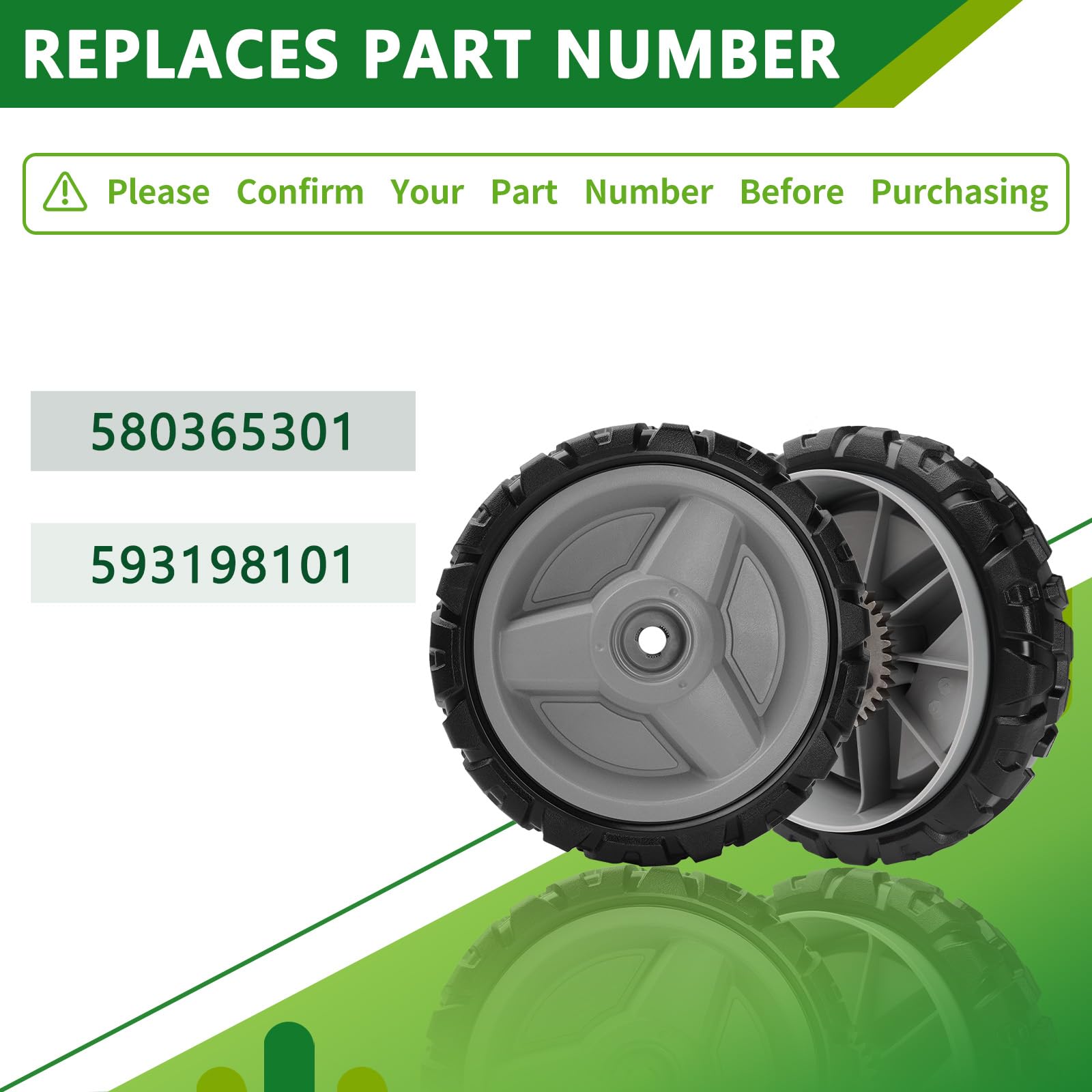 Paquete de 2 ruedas de transmisión para cortacésped Husqvarna 580365301 de 8 pulgadas