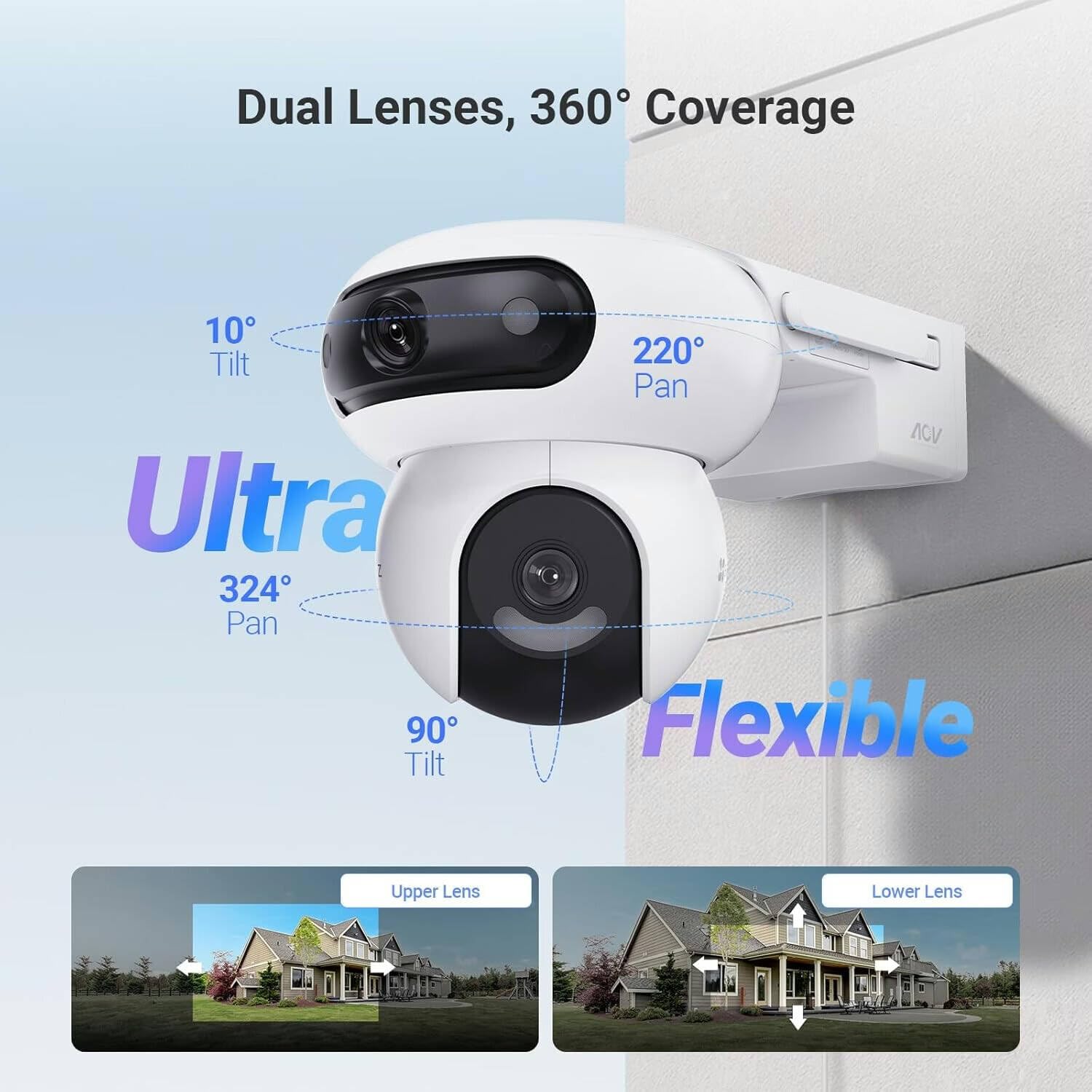 EZVIZ HB90x Smart Outdoor Security Camera, 2K Dual Lens Angolo 360°, 10.400mAh Funzionamento a Batteria, con Pannello Solare, Monitoraggio Continuo Senza WiFi, Visione Notturna a Colori