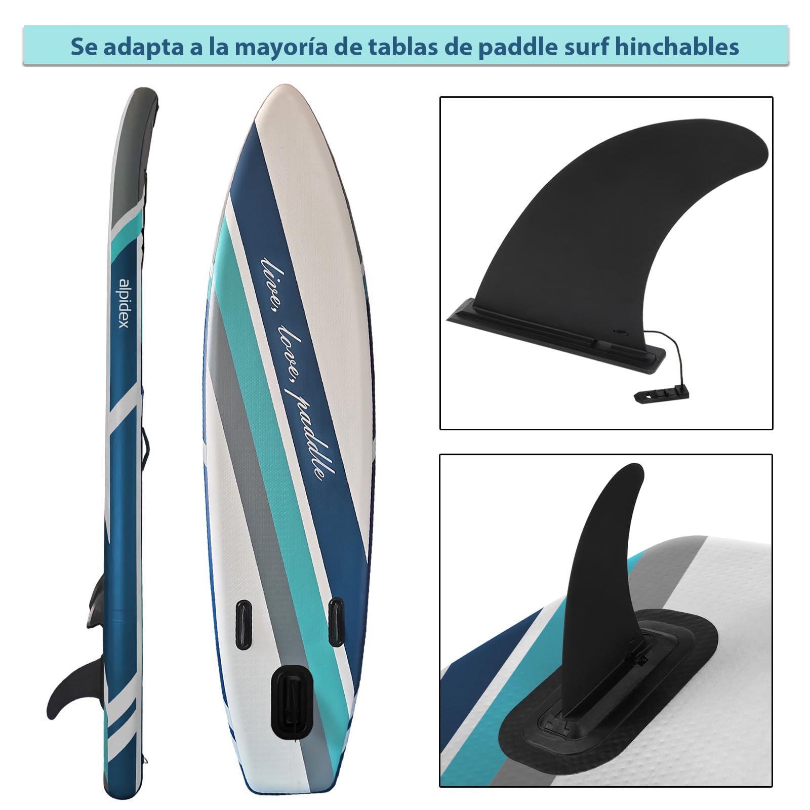 ALPIDEX Quilla Sup Paddle Surf Universal 9 Inch Aleta Tabla Surf Hinchable Stand Up Paddle Board Central Fin Longboard