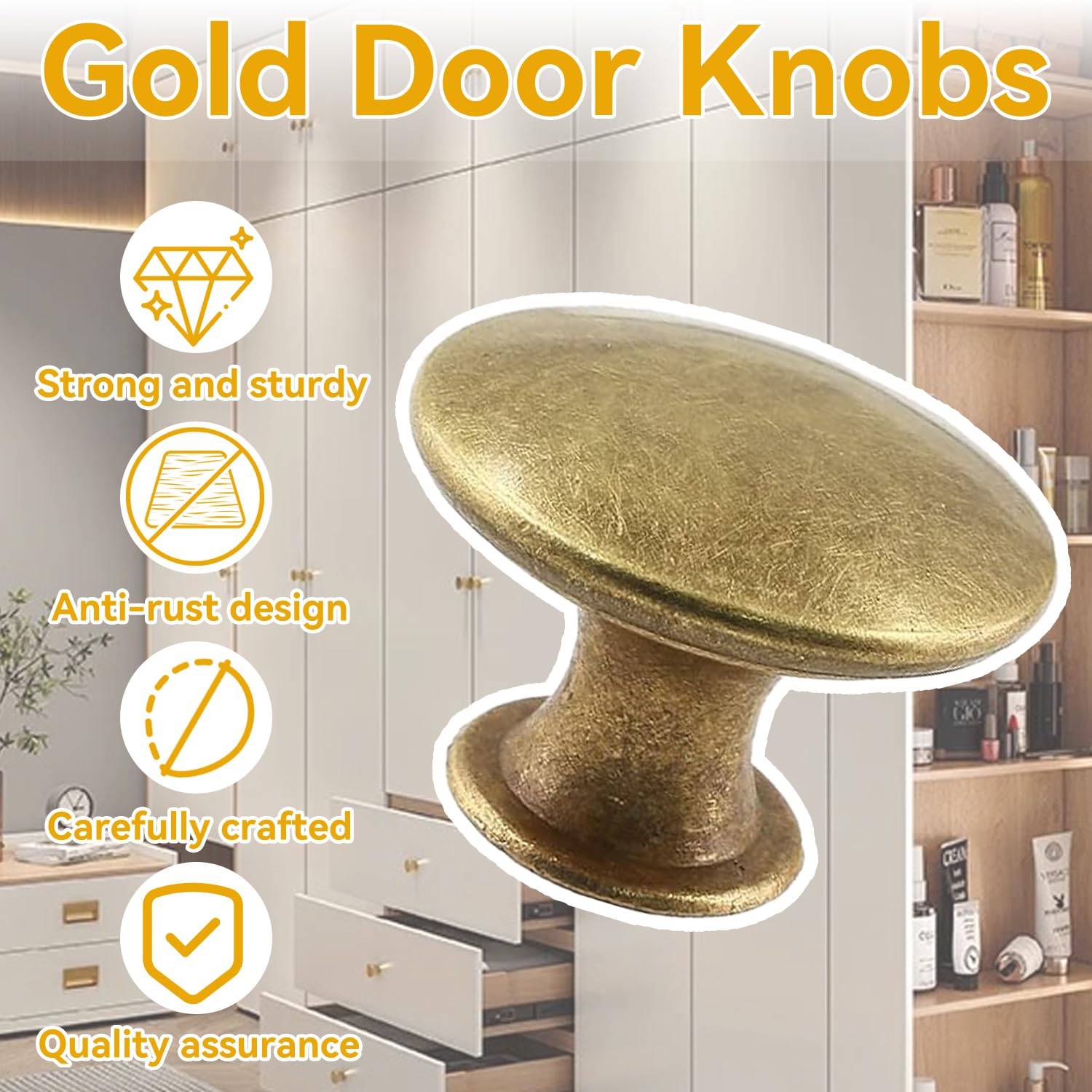 elook 12PCS Drawer Knobs, Door Knobs Zinc Alloy Cabinet Knobs Pulls, 30mm Antique Brass Kitchen Cupboard Handles for Home Decorating - Image 3