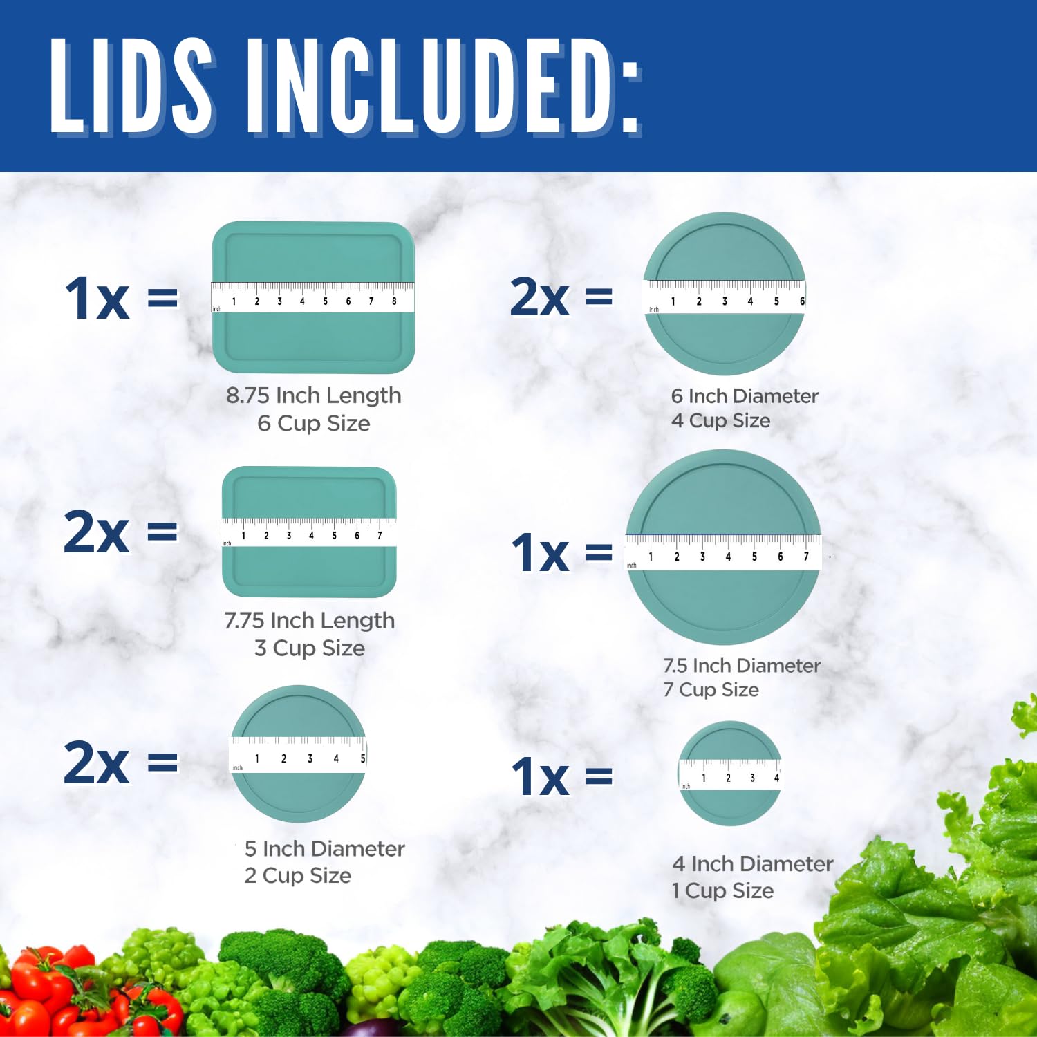 Couvercles De Rechange Pour Récipients Pyrex (2) 2 Tasses (2) 4 Tasses