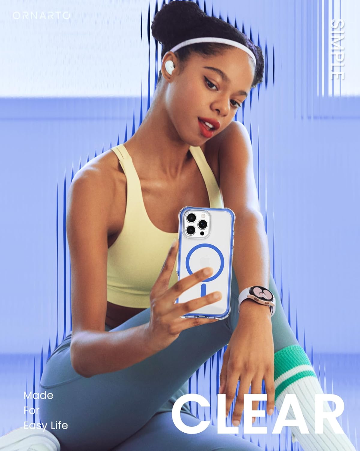 ORNARTO Air Case for iPhone 16 Pro Max Clear, Compatible with MagSafe, Military-Grade Drop Protection Cover with Built-in Air-Blue - Image 5