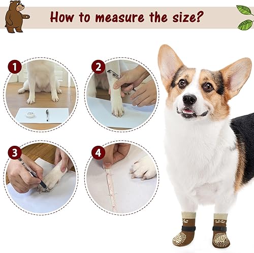 Miniatura 8 de SCENEREAL Calcetines antideslizantes de doble cara para perros para suelos de madera dura para dejar de lamer las patas, zapatos antideslizantes