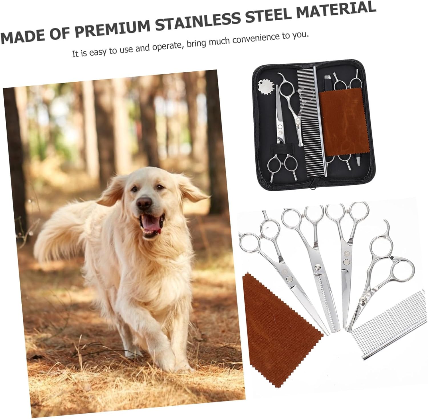 Stainless Steel Pet Grooming Scissors Pet Hair Trimming Tools for Dogs Cats Home Salon Use Comfortable Animal Hair Trimmer