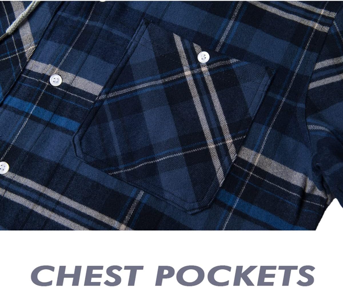 MAGNIVIT Mens Black and Grey Shirts Plus Size Shirts Plaid Shirts Fall Shirts Outdoor Shirts Hiking Shirts Fishing Shirts