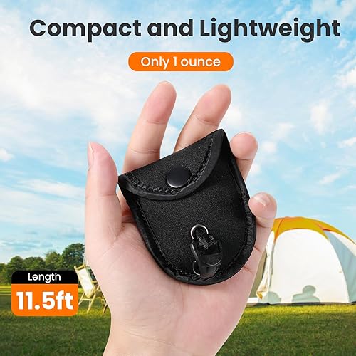 Miniatura 2 de HISAFA Tendedero de viaje compacto ligero para camping, 24 cuentas, 11.5 pies