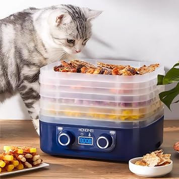 Food Dryer Machine for Home,Dryer Machine for Candy and Snacks with 5 Trays,Food Dehydrator Machine with Digital Adjustable Timer and Temperature Control25x23cm/9.8x9in, Blue