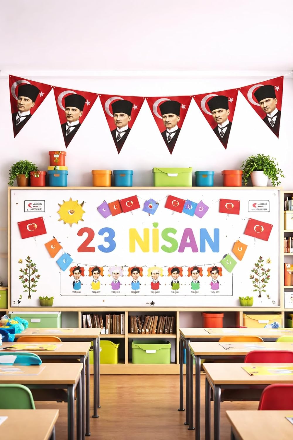 23 Nisan Süsleri Atatürk desenli 23 Nisan Hediyelik Flama 10 lu