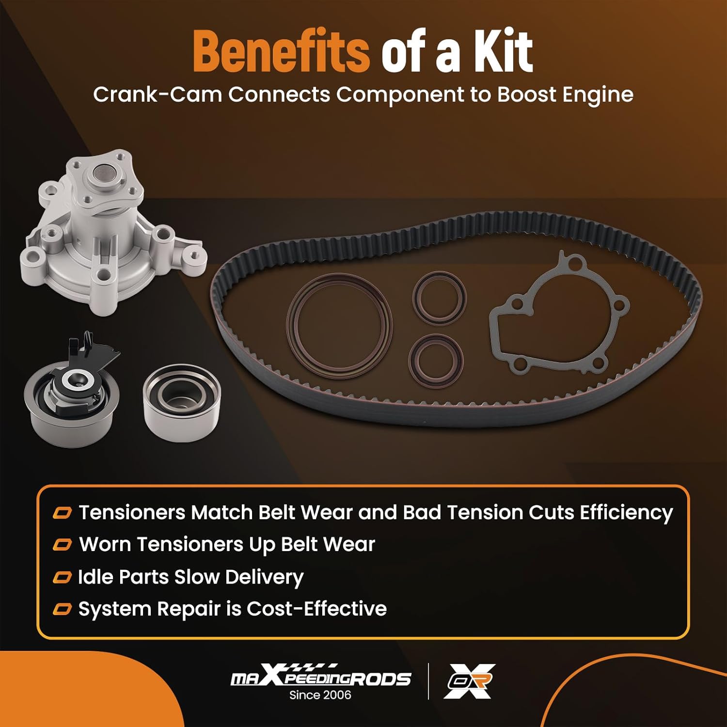 maXpeedingrods Engine Timing Belt Kit Water Pump W/Tensioner for Hyundai Elantra 2007-2010 Tucson 2005-2009 Kia Spectra/Spectra5 2007-2009 Soul 2010 2.0L TCKWP284A