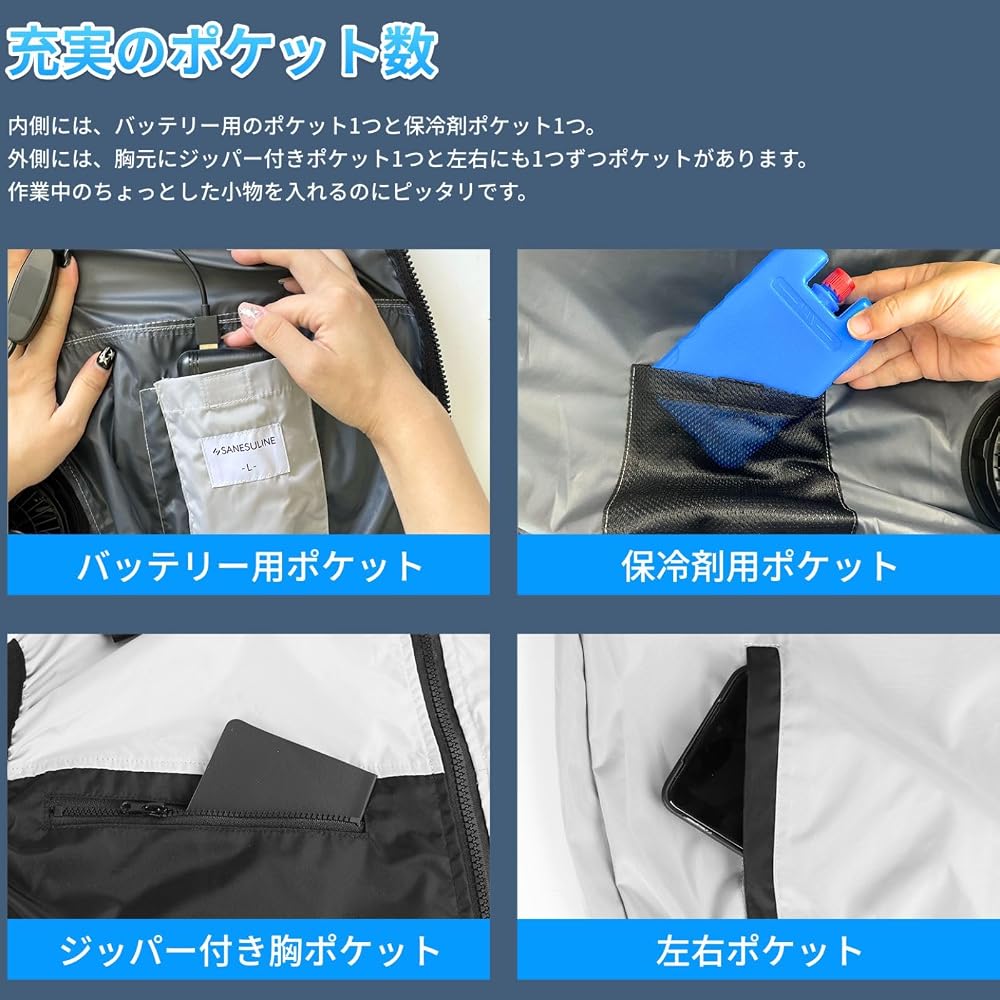 Amazon | [サンエスライン] 空調作業服 ファン付きベスト 19V 9枚羽