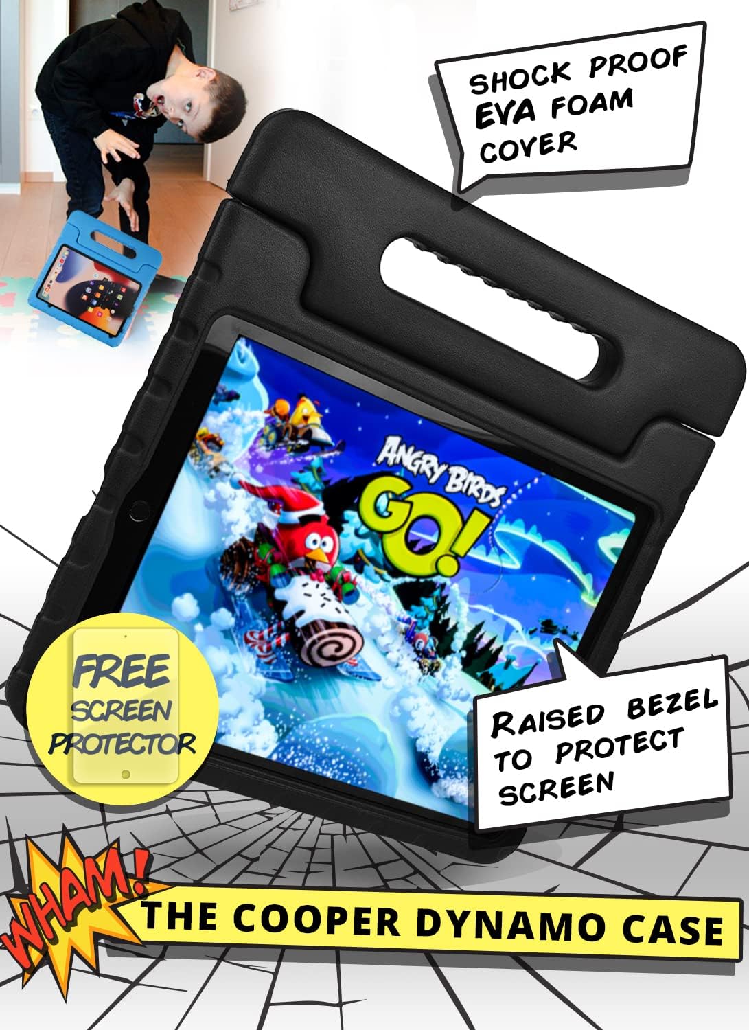 Get Discount Offer Official Cooper Dynamo Case for iPad Pro 12.9 Kids Case 2nd Generation 2017, 1st Gen 2015 | Rugged Foam, Magic Handle, Stand, Pencil Holder, Eco-Mailer