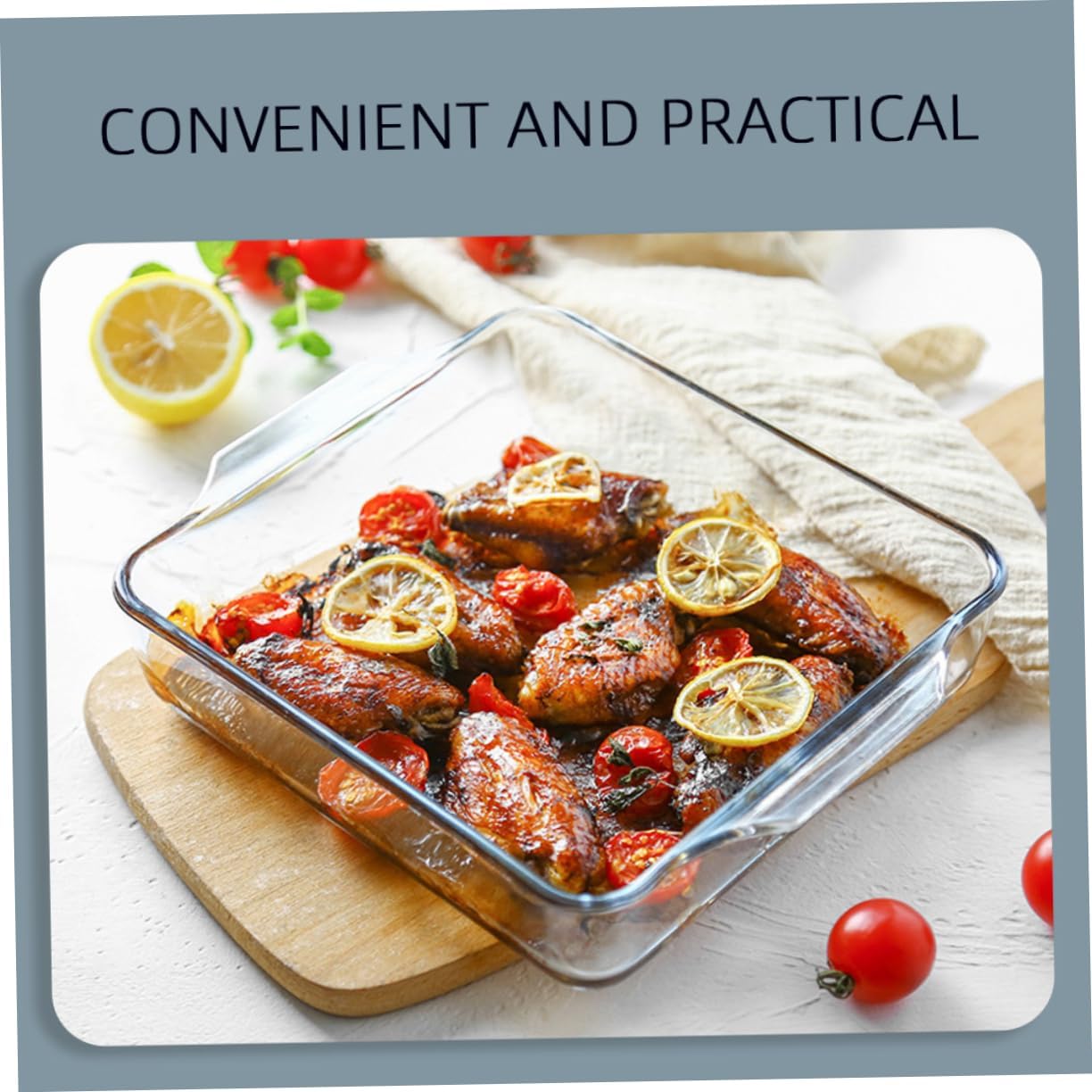 Solid Baking Pan for Pizza Tempered Glass Home Use Non-stick Surface Easy to Clean