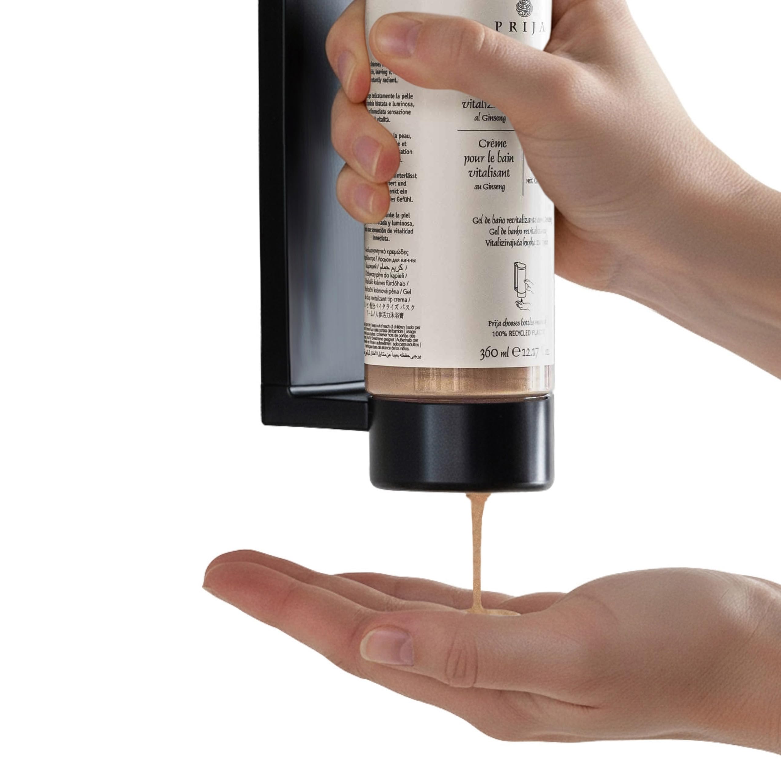 PRIJA Odżywczy płyn do kąpieli z drobinkami złota, kremowa pianka, żeń-szeń, wkład do dozownika 360 ml (6x360ml, Żeń-szeń)