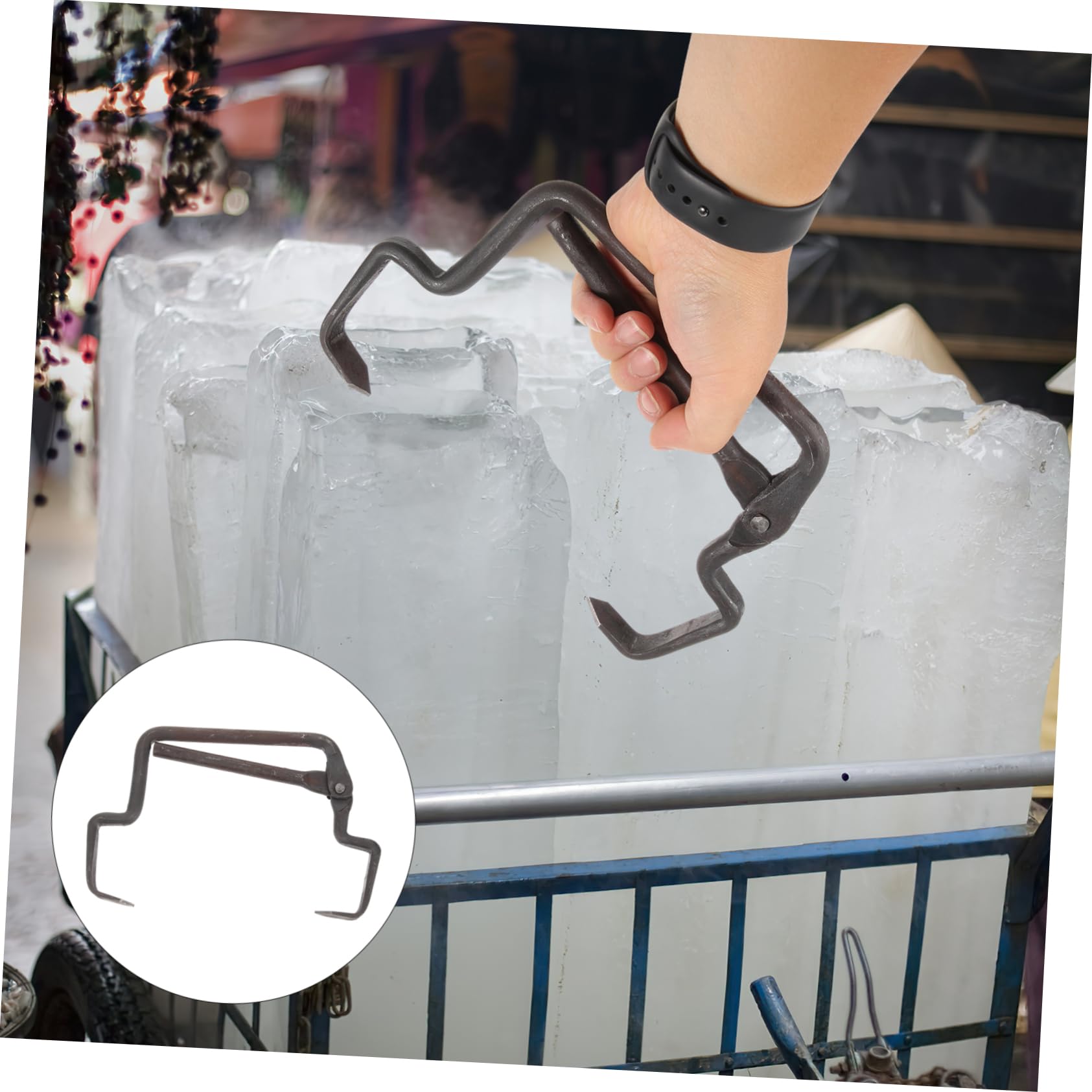 Hohopeti Herramienta De Transporte De Hielo Profesional Clip Para Levantar Esculturas De Hielo y Bloques Fábricas Diseño Antideslizante y Resistente Para Uso Industrial y Exterior