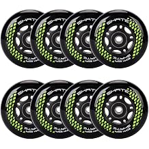 Inline Skate Wheels 80 mm 76 mm 72 mm - 8 Pieces Wheels 85a with Ball Bearings ABEC9 For K2 Hudora Gonex Apollo B Black/80 mm