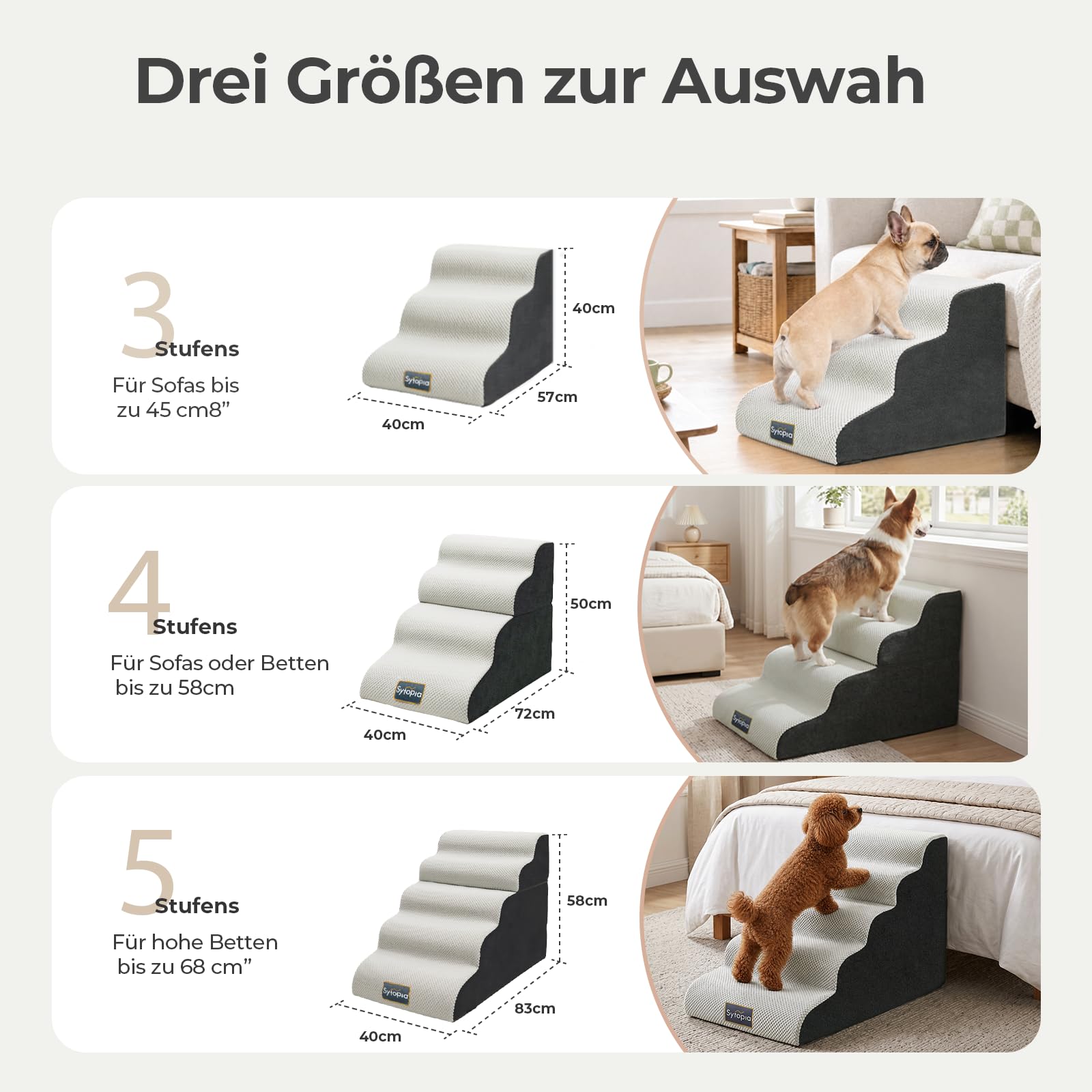 Sytopia Escalera para perros pequeños, 5 peldaños, para cama o sofá