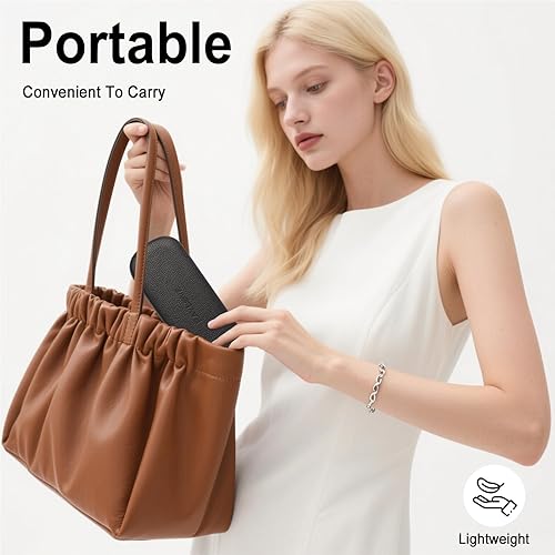 Vista 4 de RayLove Estuche rígido para lentes con paño de limpieza, funda protectora de piel sintética para lentes de sol