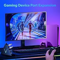 Vista 7 de FlyingVHUB Hub USB 3.0 de 4 puertos, torre concentrador USB con cable extendido de 2 pies, divisor USB para laptop, PC, PS4, PS5, Xbox, mouse, Negro