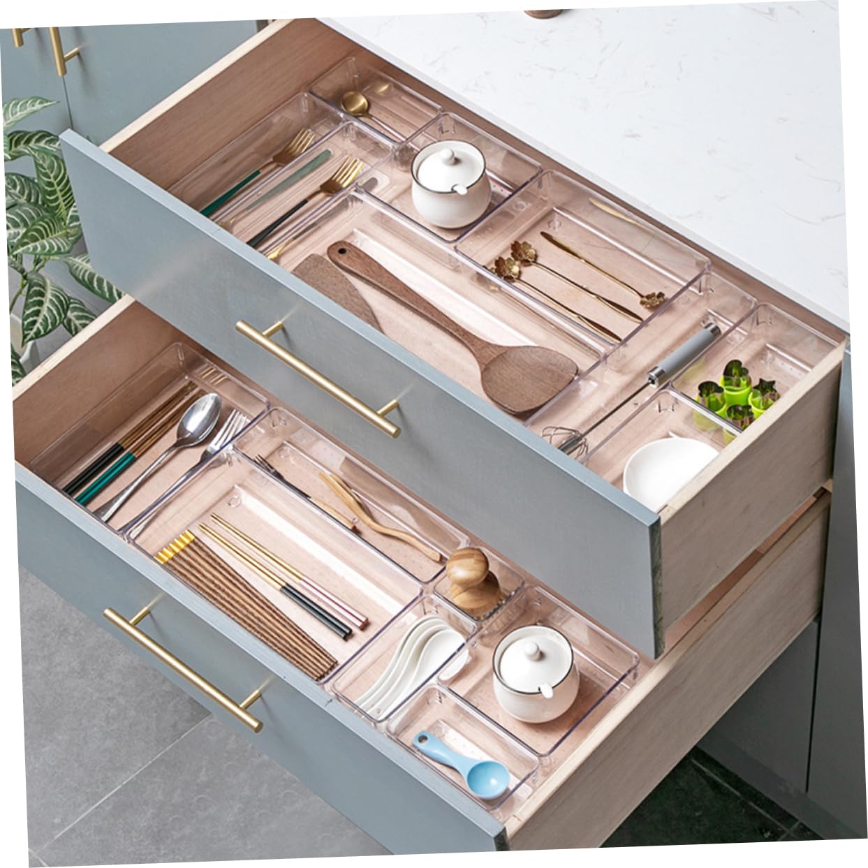 Organiseur de Tiroir Transparent Pet, Lot de 1 Set de Multi-tailles