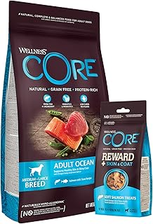 Wellness CORE Dog Food Tasting Pack, Dry Food (1.8 kg, Salmon & Tuna) + Treats (170 g, Salmon) for Shiny Skin & Coat, Grain-Free, High Meat Content product image