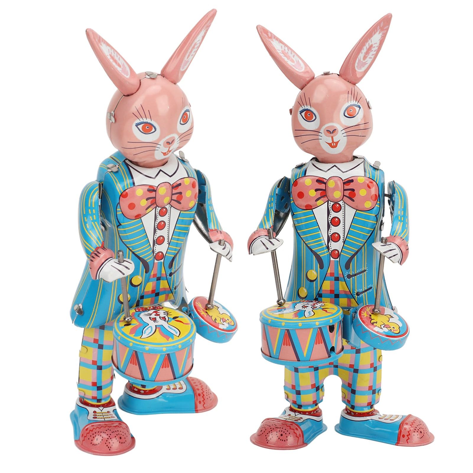 BYERZ Retro Rabbit Clockwork Toys, Rabbit Wind Up Toys Simple Fine Workmanship Swinging Drumming Tinplate for Collection