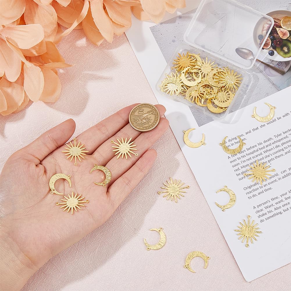 40Pcs Brass Moon Connector Sun Moons Links Golden Pendant Link Small Sun Jewelry Charm Half Moon Blank Tag Charm for Jewelry Earring Bracelet Necklace Making - Image 3