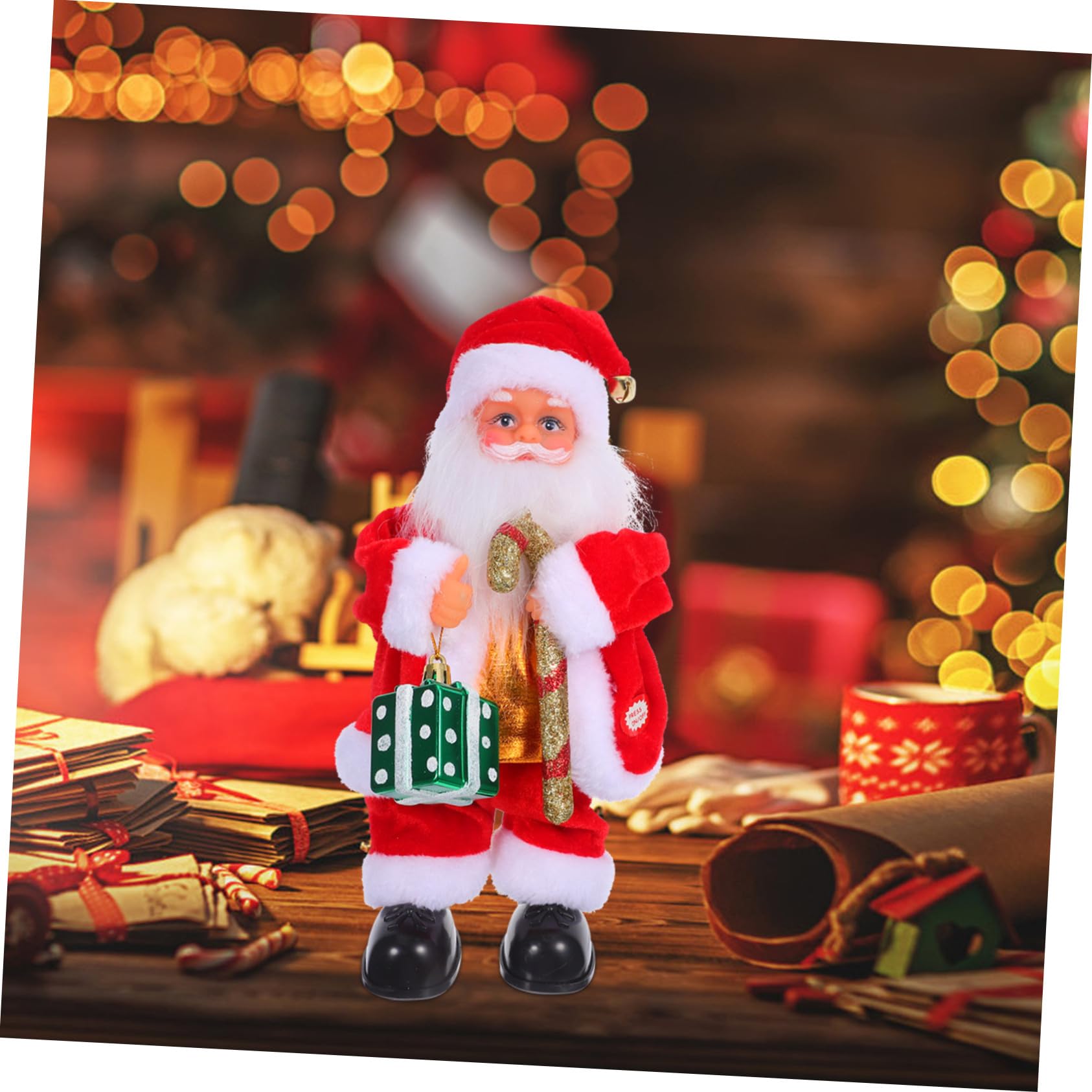 Abaodam Juguete de Papá Noel Eléctrico con Música Articulaciones Móviles para Adornos Navideños y Regalos de Fiesta de Navidad