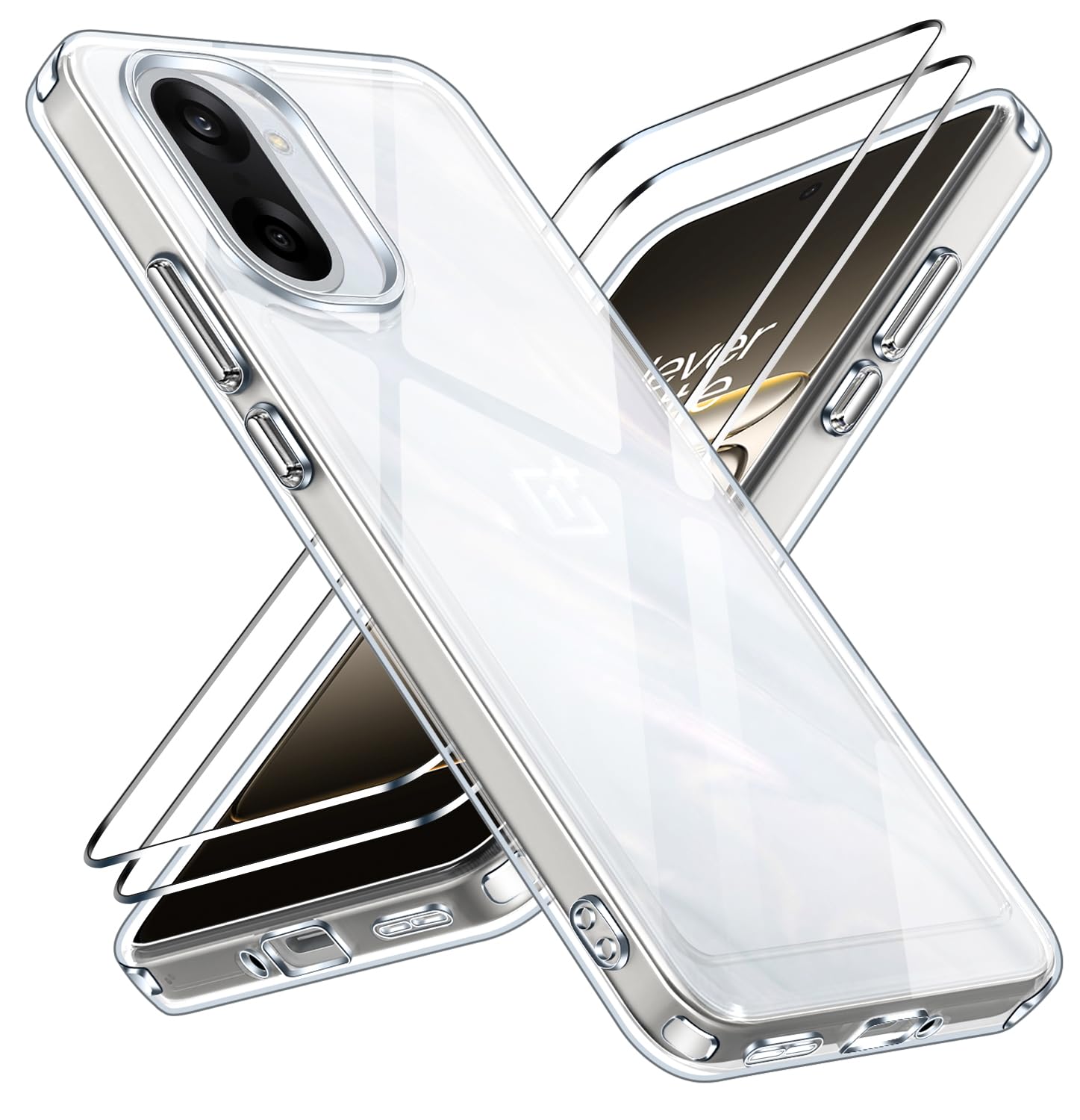 ivoler Etui Anti-Yellow do Oneplus Nord CE 5 5G z 2 częściami ze szkła hartowanego, [ochrona wojskowa] Ochronna obudowa odporna na wstrząsy odporna na zarysowania przezroczysta obudowa zderzaka