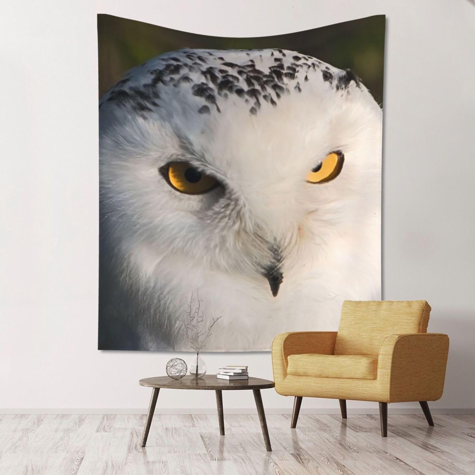 WKSGDSG Large Wall Hanging, Machine Washable Tapestry For Dorm Room, Snowy Owl Eyes, Lightweight Polyester Wall Art For Bedroom Living Room, 152x130cm