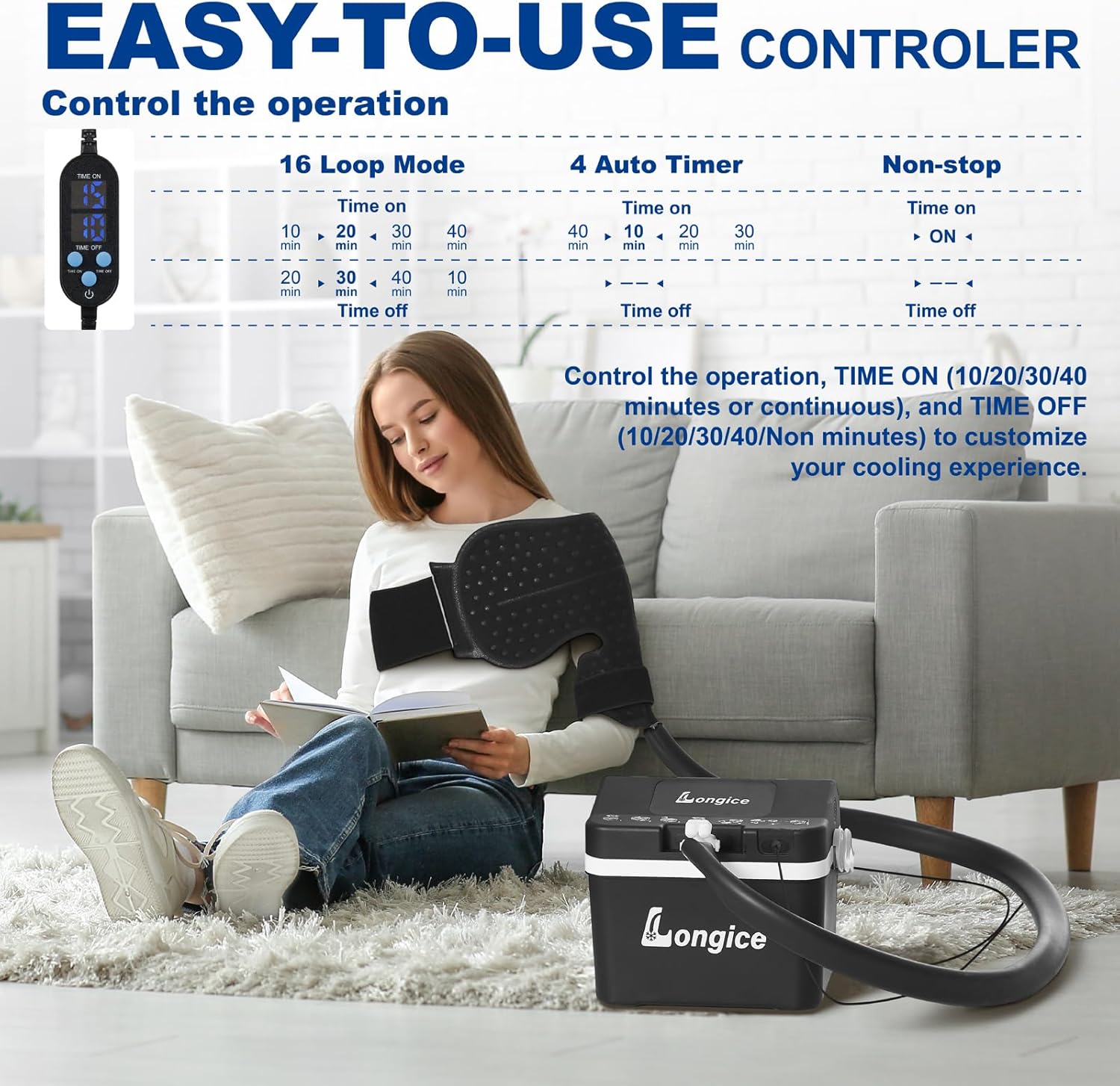 Longice Ice Therapy Machine for Shoulder,Cold Therapy Unit with Programmable Timer,Cold Therapy System with Shoulder Ice Pack,Ice Therapy Machine for Shoulder After Surgery (Black)