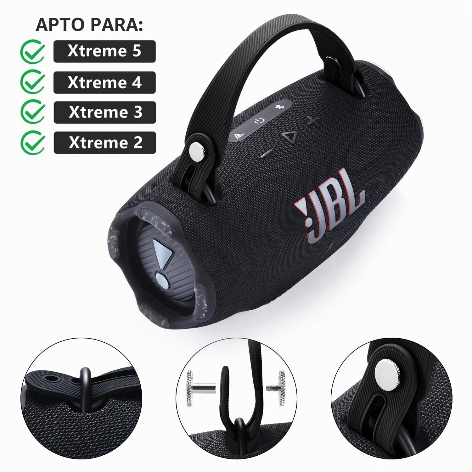 Correa de Transporte para JBL Xtreme 5/Xtreme 4/Xtreme 3/Xtreme 2 Altavoz Bluetooth portátil,Xtreme Extraíble Manija Cinturón Antideslizante de Viaje(Negro)