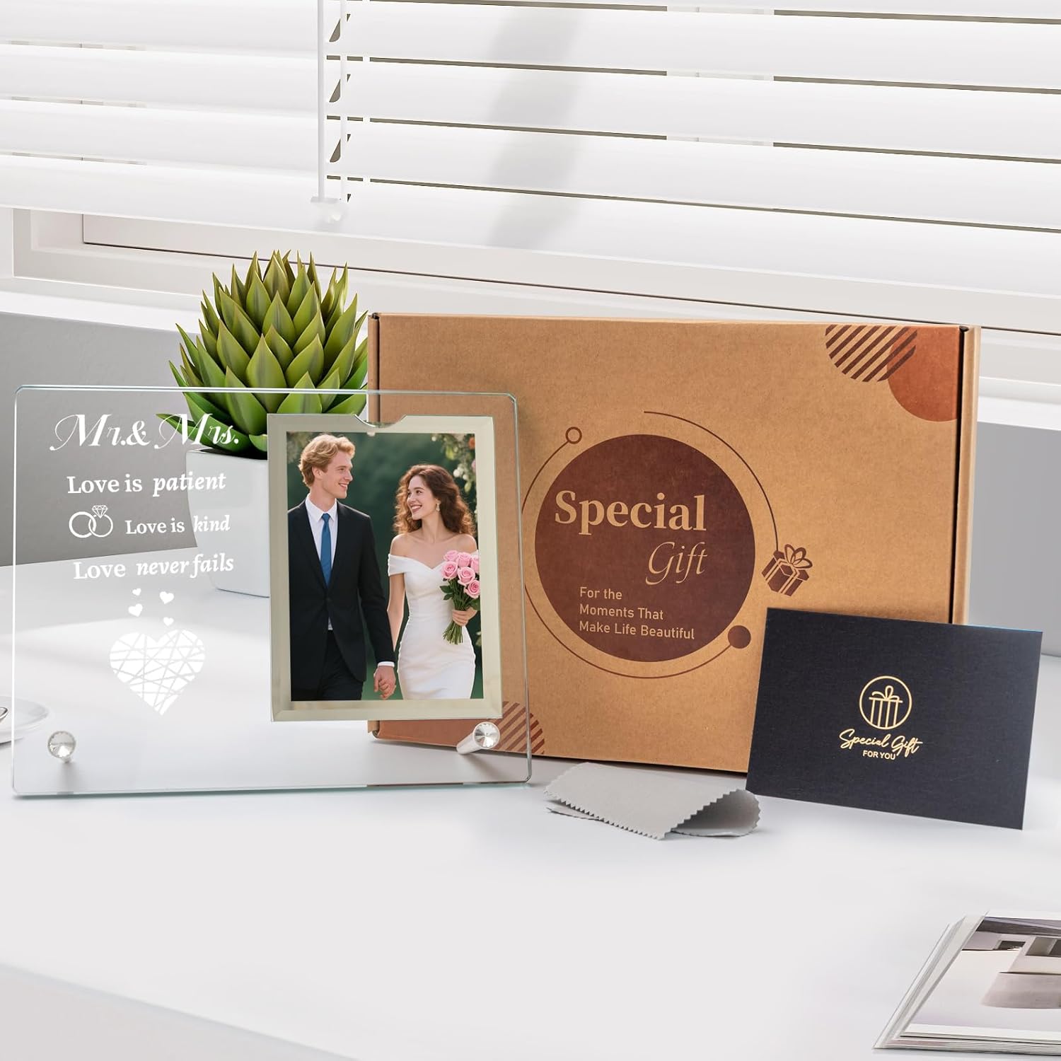 4x6 Wedding Picture Frame Wedding Gifts for Couples, Mr & Mrs Picture Frame Glass Frames Engagement Wedding Photo Frames Gifts for Bride Newlywed