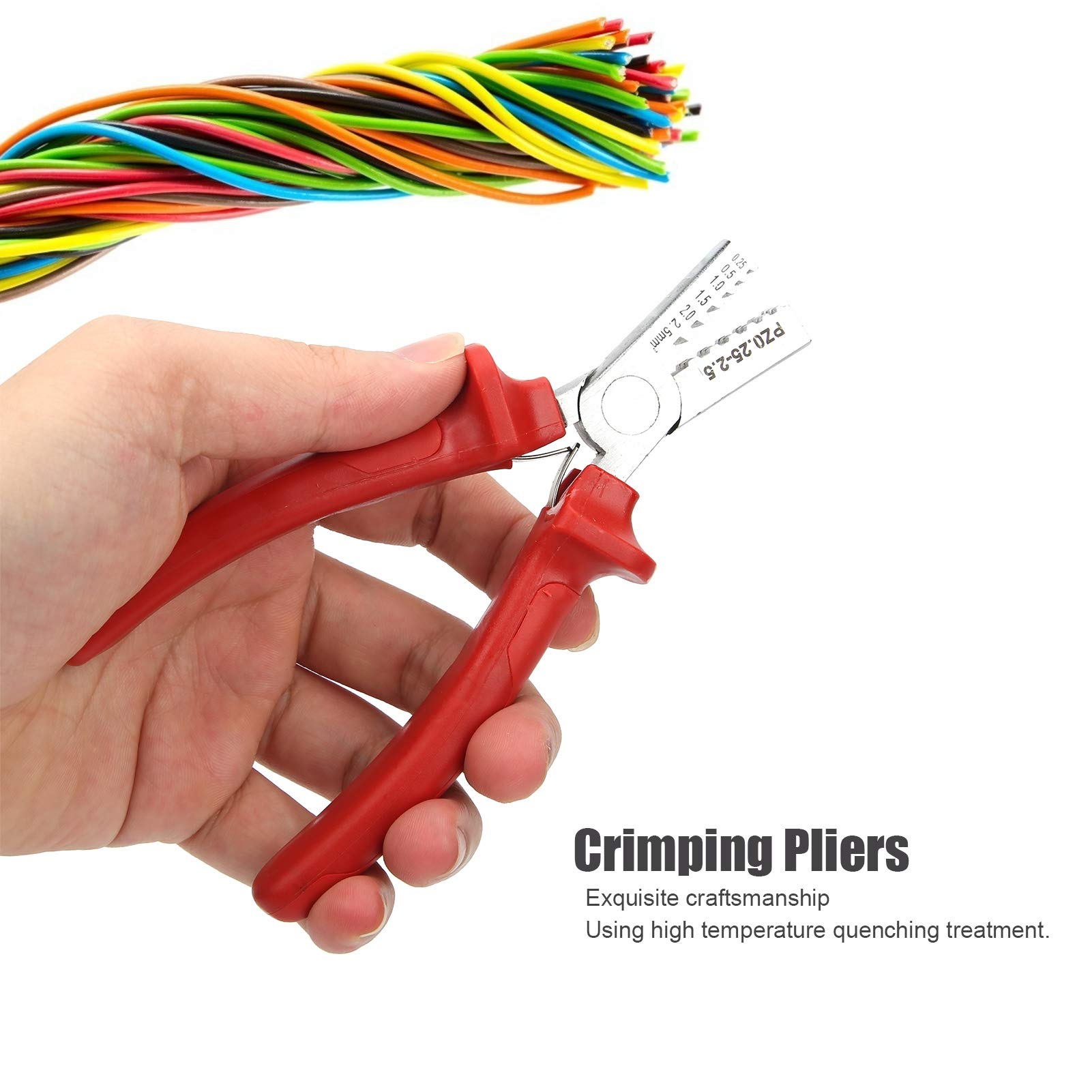 Pinze per Cavi, 45 Pinza spelafili in Acciaio, Pinza spelafili per crimpatura Fili, Pinza crimpatrice, Strumento crimpatrice, Attrezzi per elettricisti 0,252,5 mm