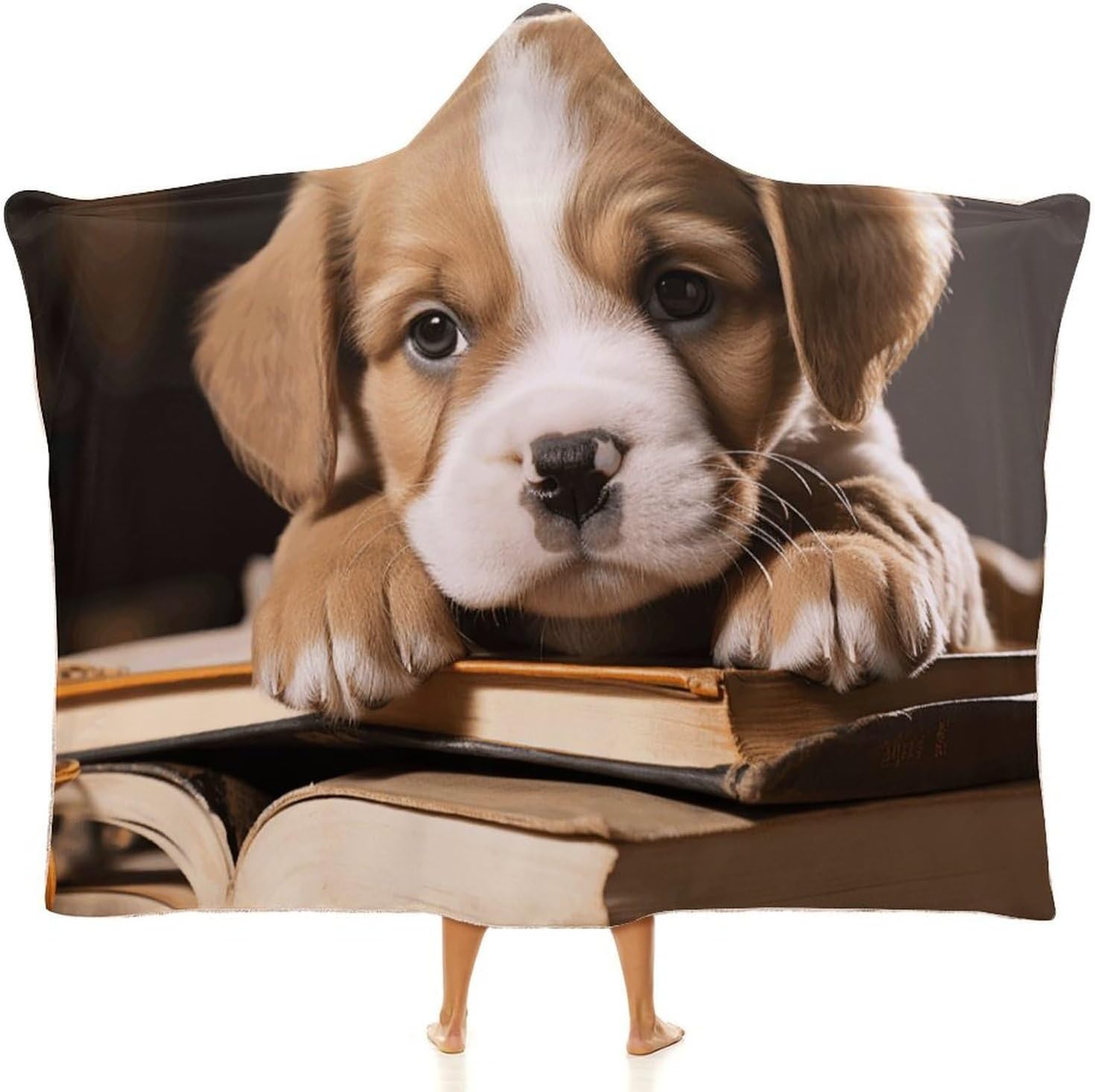 Puppy Dog Wearable Hooded Blanket, Ultra Soft Arctic Velvet Cape Cloak Unisex - Cozy Wearable Blanket