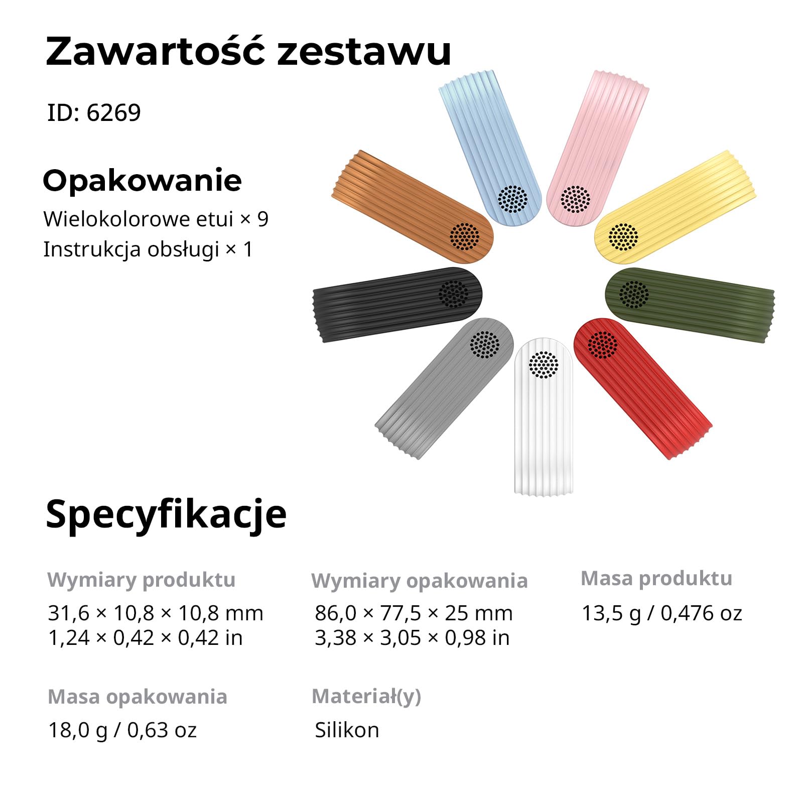 SMALLRIG Zestaw silikonowych etui S70 Wireless Microphone Transmitter (5714/5715/5716/5717/5718/5719), 9 kolorowych osłon ochronnych, akcesoria S70 MIC, montaż zatrzaskowy, 9 sztuk