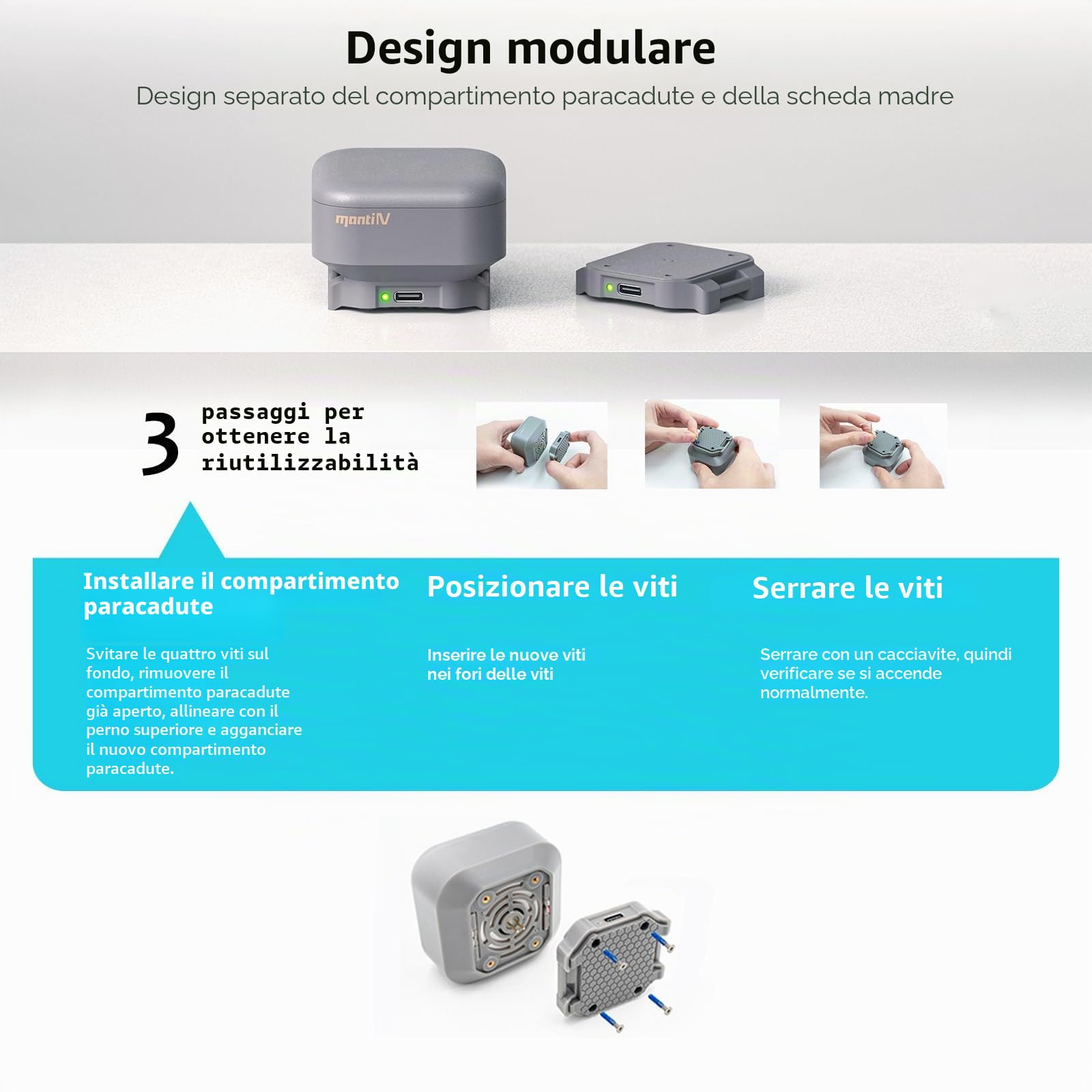 Paracadute per drone per DJI Mavic 4 Pro, 2025 migliorato di 4ª generazione Manti 4 UAV, protezione di sicurezza di volo Matrice 4/Mavic 4 Pro/3 Pro/Air 3/Phantom 3/4 Accessori