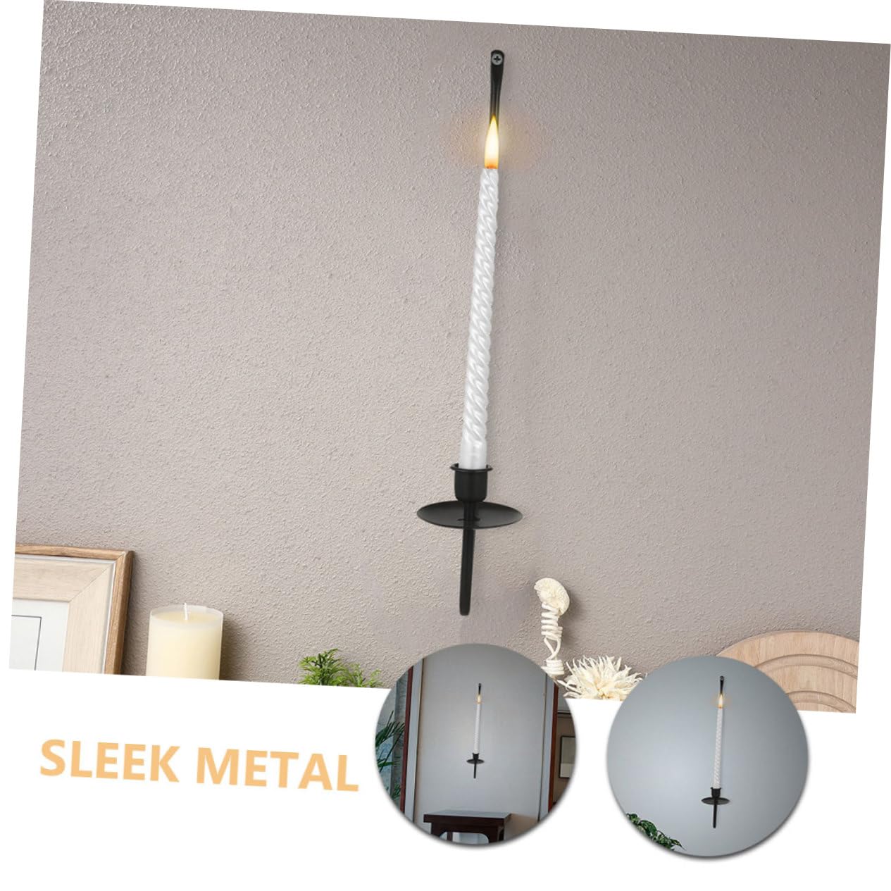 Hemobllo 4 Stück Teiliges Metall Wandkerzenhalter Modernes Design Wandmontage Kerzenständer Schwarz Langlebig Robust für Wohnzimmer Esszimmer Hochzeit Tischdeko