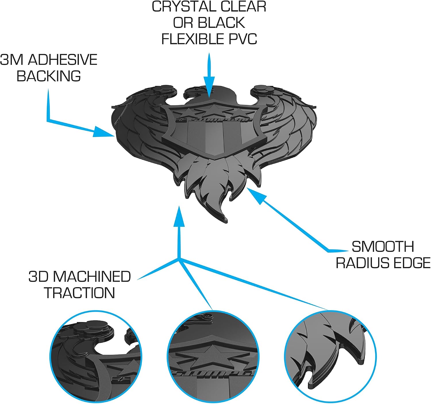 STOMPGRIP Premium Motorcycle Tank Protector | Eagle | Creature Collection | 3D Design | Universal Fit | Black
