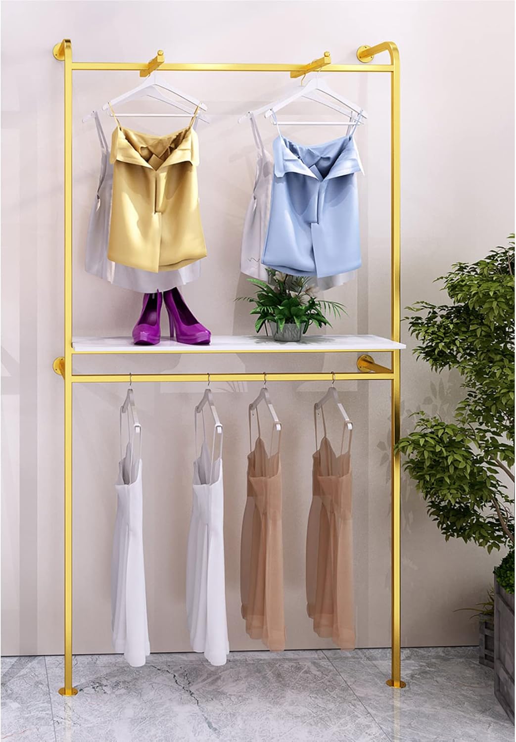 Amazon.com: MDEPYCO Modern Simple Square Tube Double Hanging Rods ...