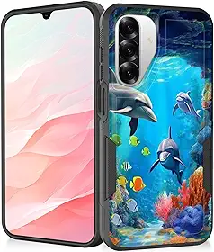 Capa para Galaxy A17 5G, capa protetora resistente à prova de choque resistente à prova de choque para Samsung Galaxy A17 5G 6,7 polegadas 2025, golfinhos do mundo subaquático
