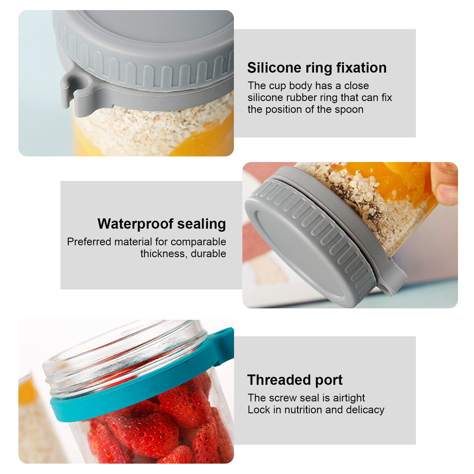 Pot Céréales étanche Mug à Muesli 500 Ml Avec Cuillère Intégrée - Étanche Et Portable - Pour Yaourt, Céréales - Idéal Bureau/École Repas On The Go