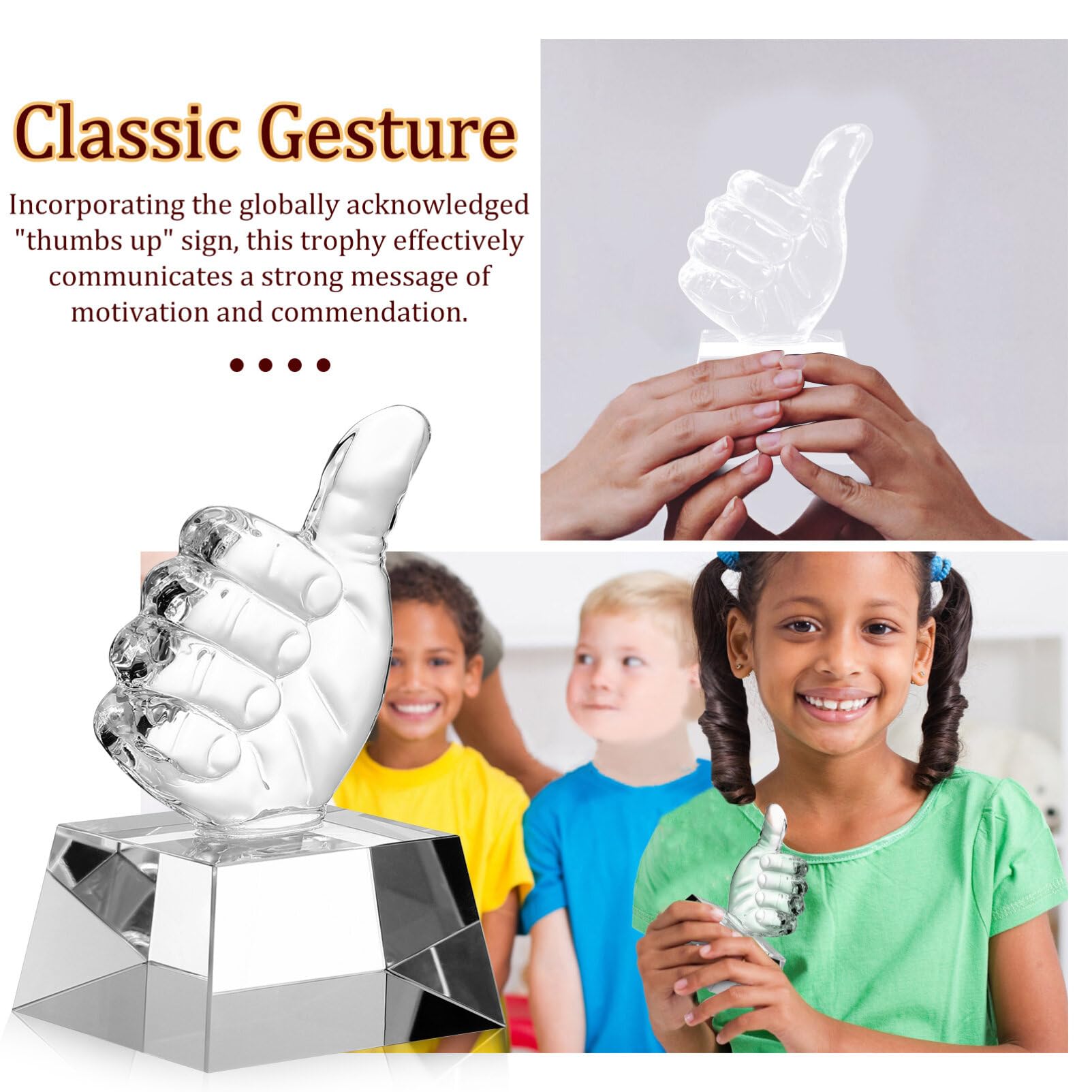 Gatuida Premio De De Cristal De 2 Uds: De Premio con Pulgar Arriba Modelo De De Dedo Decoraciones para Regalos De Premios De Agradecimiento A Los
