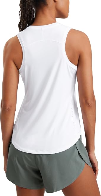 CRZ YOGA Lightweight Racerback Tank Top | Workout, Moisture Wicking, Classic Fit, Hip Length, Reflective Spots, Sleeveless Shirts for Women
